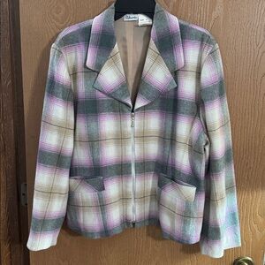 Styleworks Plaid Zip-Up Jacket Shacket, Sz 16